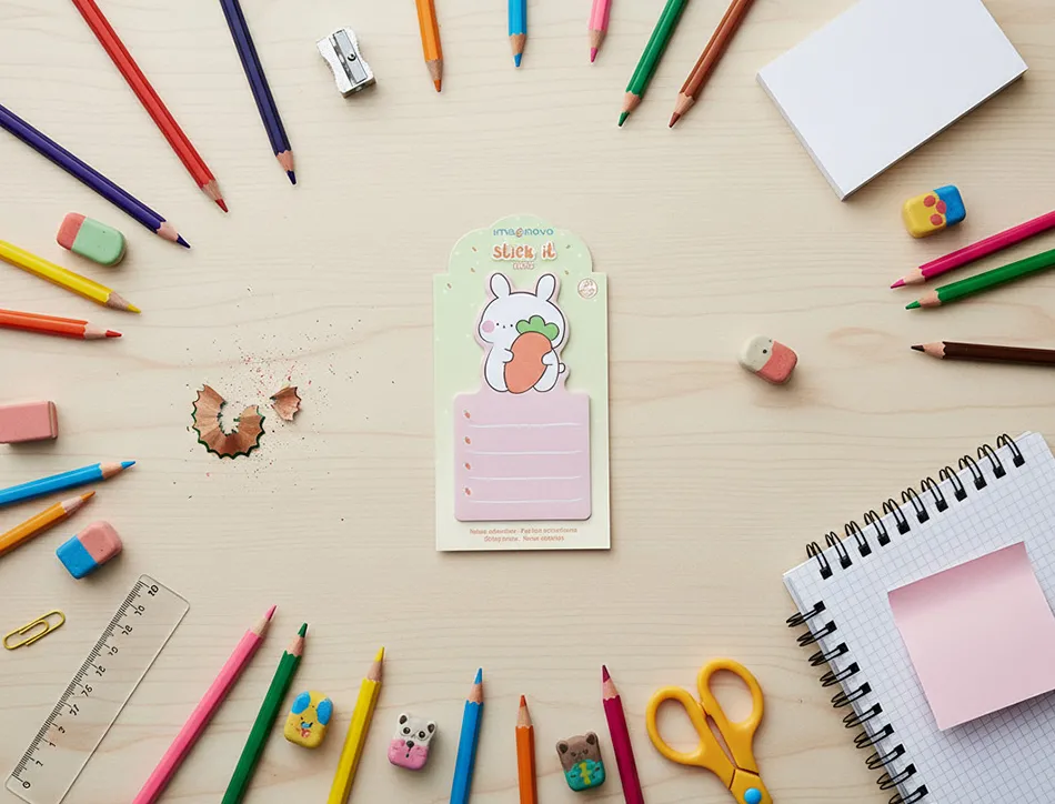 Bloc notes imaginovo adhesifs bunny avec support 20 feuilles coloris orange 60x125 mm