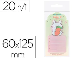 Bloc notes imaginovo adhesifs bunny avec support 20 feuilles coloris orange 60x125 mm