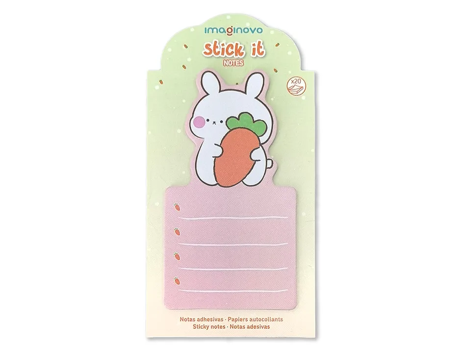 Bloc notes imaginovo adhesifs bunny avec support 20 feuilles coloris orange 60x125 mm