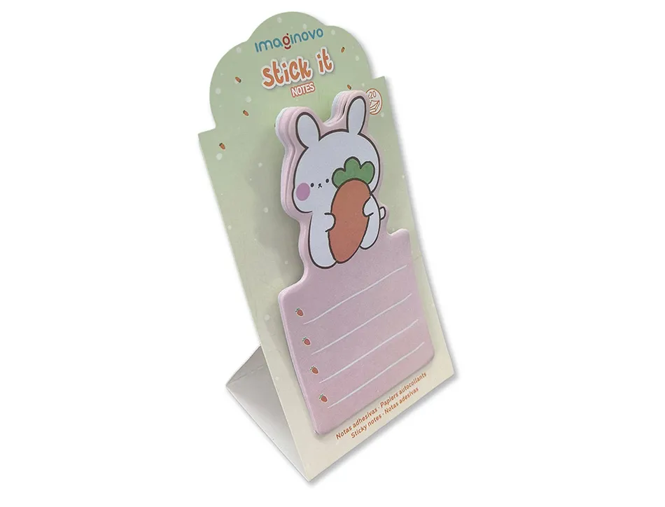 Bloc notes imaginovo adhesifs bunny avec support 20 feuilles coloris orange 60x125 mm