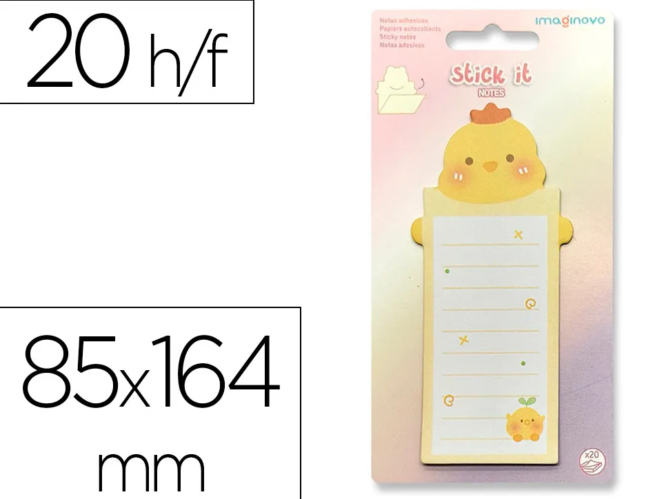 Bloc notes imaginovo adhesifs letter avec message au dos poussin 20 feuilles 85x164 mm