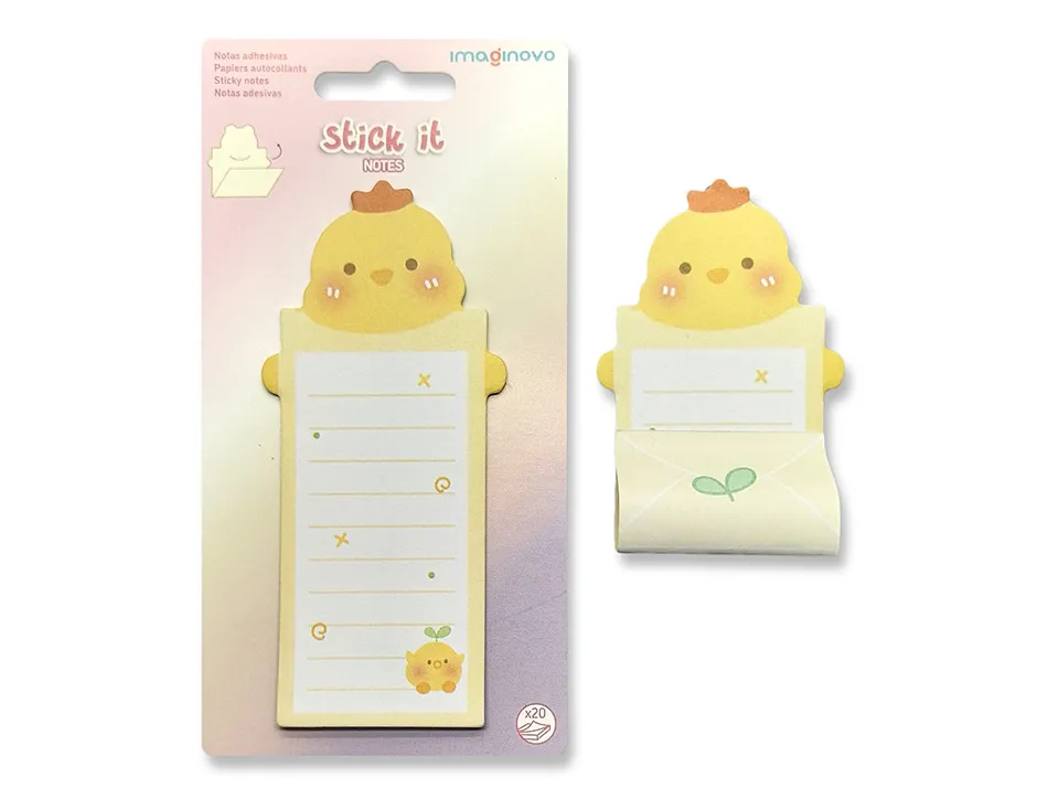 Bloc notes imaginovo adhesifs letter avec message au dos poussin 20 feuilles 85x164 mm
