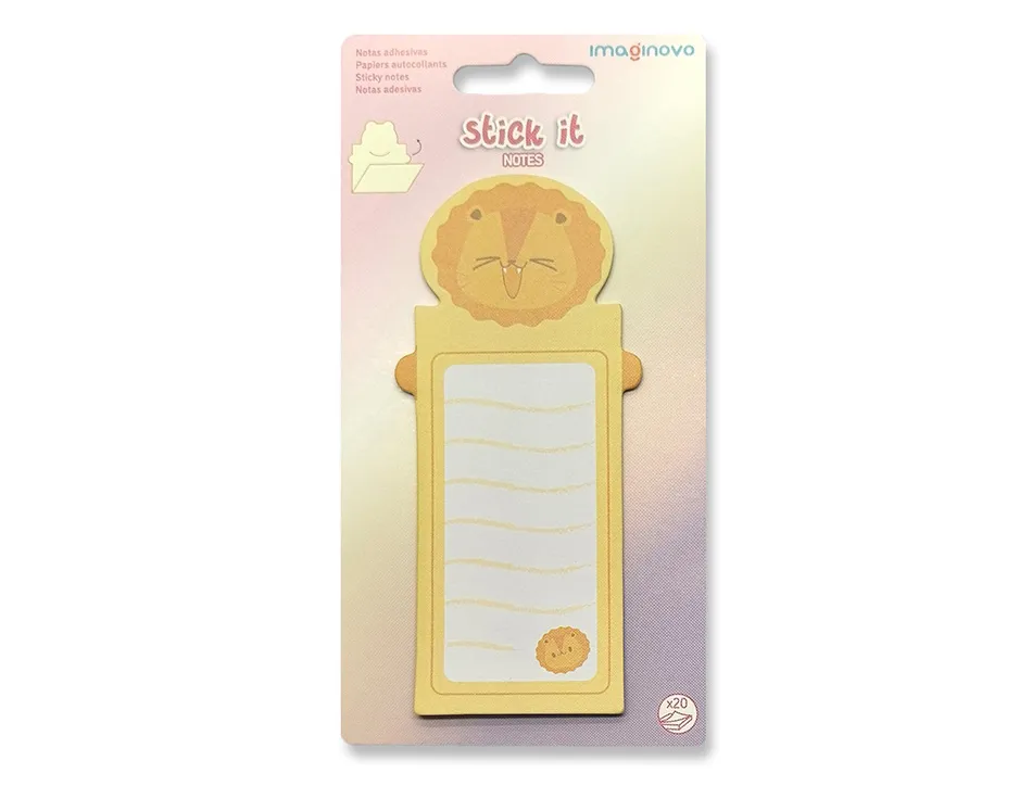 Bloc notes imaginovo adhesifs letter avec message au dos lion 20 feuilles 85x164 mm