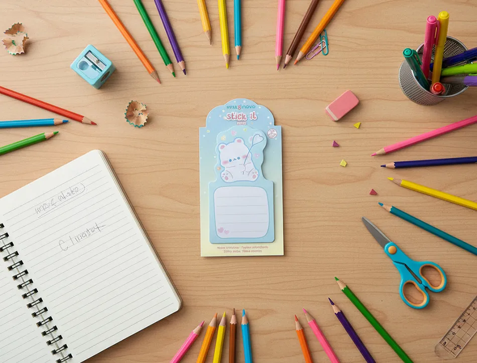 Bloc notes imaginovo adhesifs bunny avec support ours bleu 20 feuilles 60x125 mm