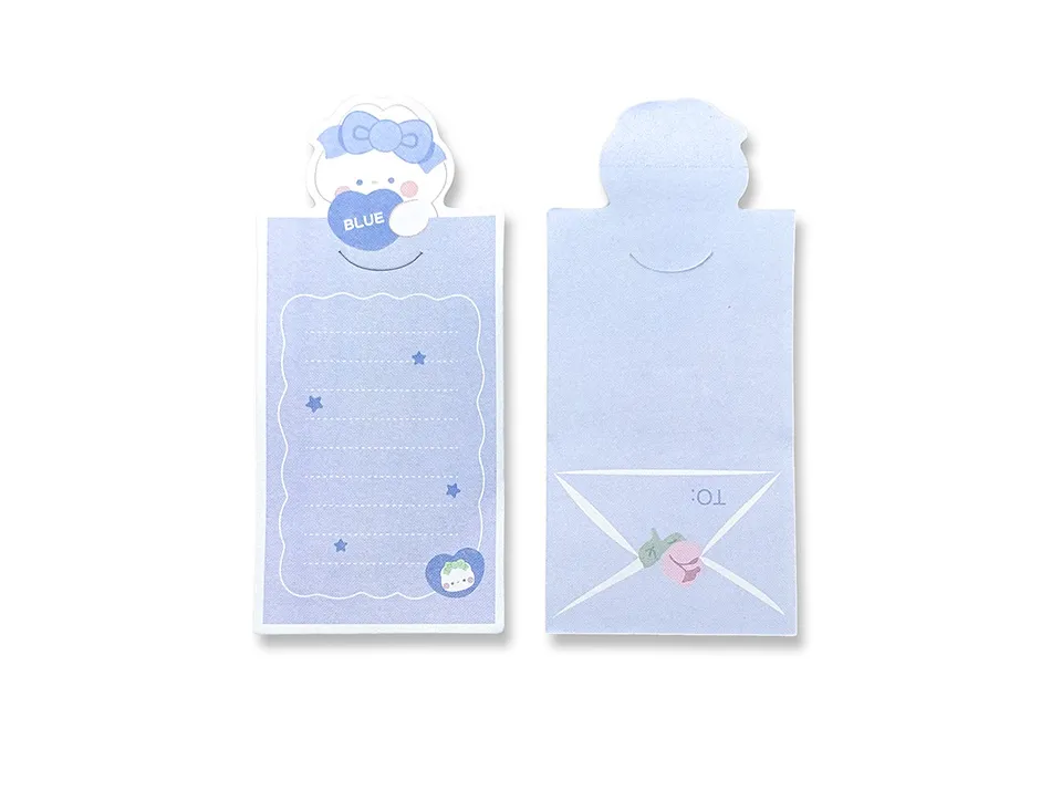 Bloc notes imaginovo adhesifs letter avec message au dos lapin bleu 20 feuilles 85x164 mm