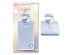 Bloc notes imaginovo adhesifs letter avec message au dos lapin bleu 20 feuilles 85x164 mm