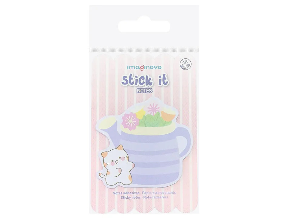 Bloc notes imaginovo adhesifs meow vase 20 feuilles 70x70 mm