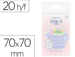 Bloc notes imaginovo adhesifs meow vase 20 feuilles 70x70 mm