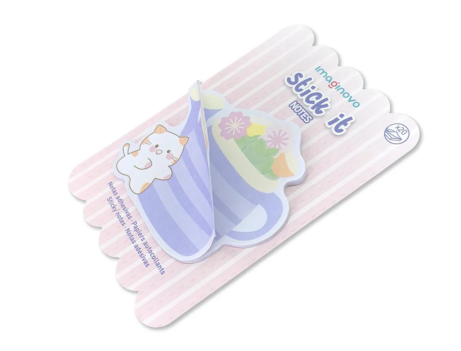 Bloc notes imaginovo adhesifs meow vase 20 feuilles 70x70 mm
