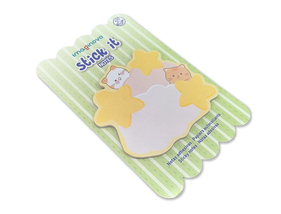 Bloc notes imaginovo adhesifs meow nuages 20 feuilles 70x70 mm