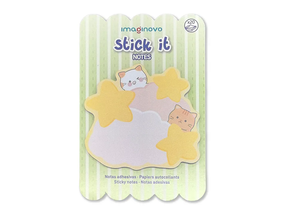 Bloc notes imaginovo adhesifs meow nuages 20 feuilles 70x70 mm
