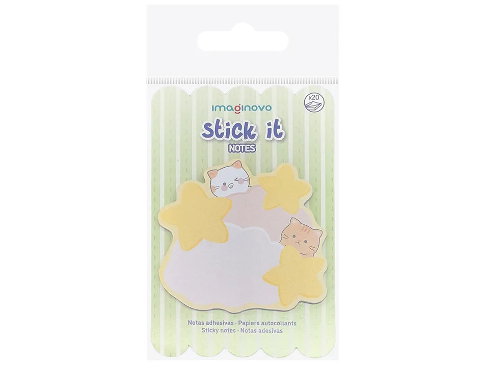 Bloc notes imaginovo adhesifs meow nuages 20 feuilles 70x70 mm
