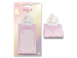 Bloc notes imaginovo adhesifs letter avec message au dos lapin rose 20 feuilles 85x164 mm