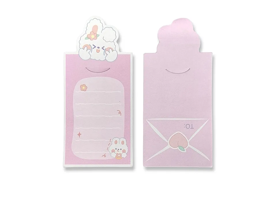 Bloc notes imaginovo adhesifs letter avec message au dos lapin rose 20 feuilles 85x164 mm