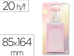 Bloc notes imaginovo adhesifs letter avec message au dos lapin rose 20 feuilles 85x164 mm