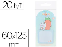 Bloc notes imaginovo adhesifs bunny avec support 20 feuilles coloris bleu 60x125 mm