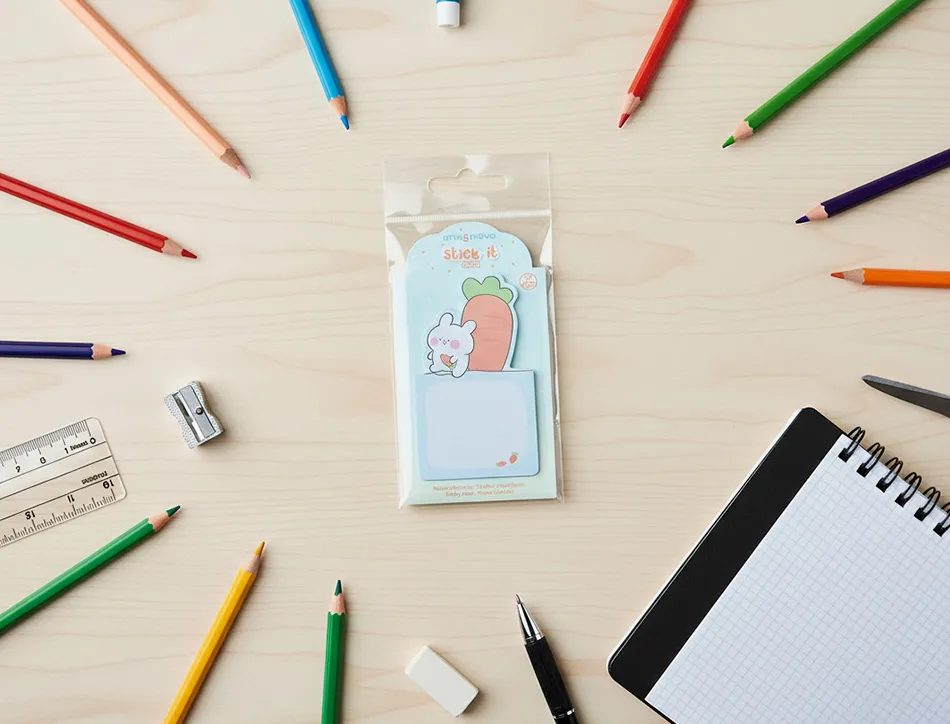 Bloc notes imaginovo adhesifs bunny avec support 20 feuilles coloris bleu 60x125 mm