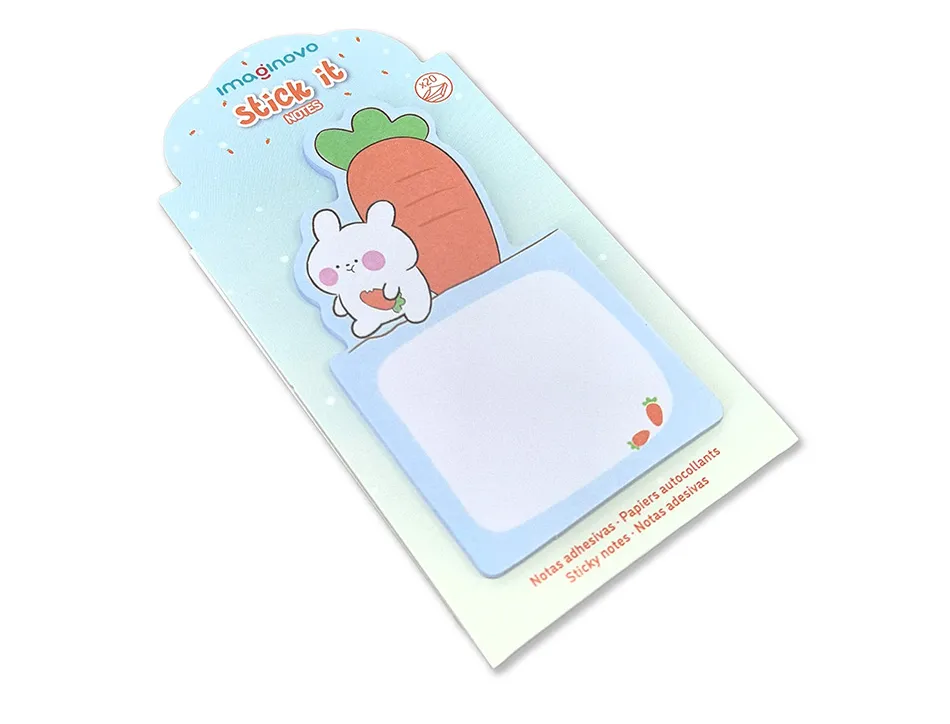 Bloc notes imaginovo adhesifs bunny avec support 20 feuilles coloris bleu 60x125 mm