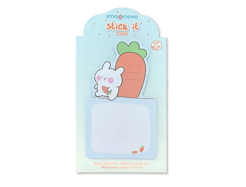 Bloc notes imaginovo adhesifs bunny avec support 20 feuilles coloris bleu 60x125 mm