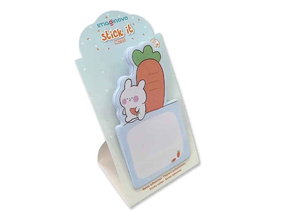 Bloc notes imaginovo adhesifs bunny avec support 20 feuilles coloris bleu 60x125 mm