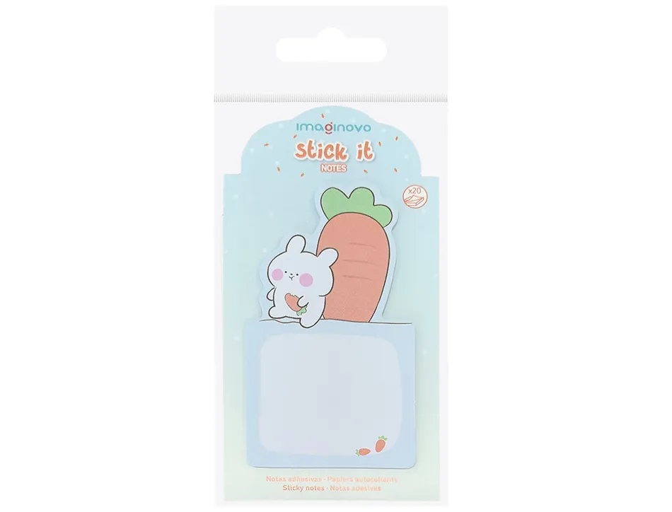 Bloc notes imaginovo adhesifs bunny avec support 20 feuilles coloris bleu 60x125 mm
