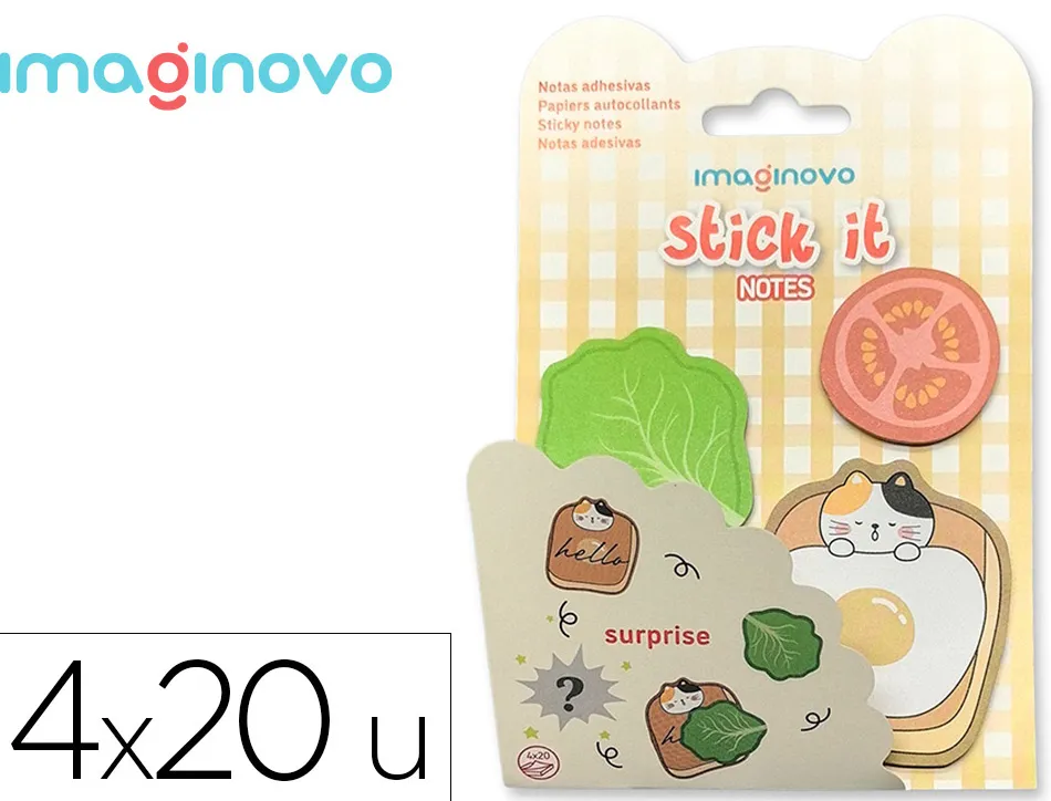 Bloc notes imaginovo adhesifs surprise autocollant surprise tailles assorties 20 feuilles coloris jaune