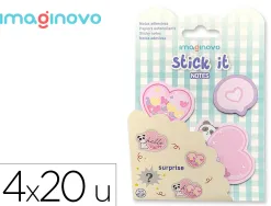 Bloc notes imaginovo adhesifs surprise autocollant surprise tailles assorties 20 feuilles coloris bleu