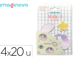 Bloc notes imaginovo adhesifs surprise autocollant surprise tailles assorties 20 feuilles coloris violet