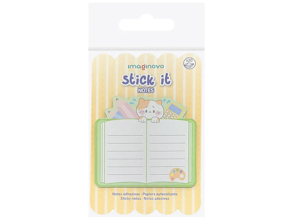 Bloc notes imaginovo adhesifs meow cahier 20 feuilles 70x70 mm