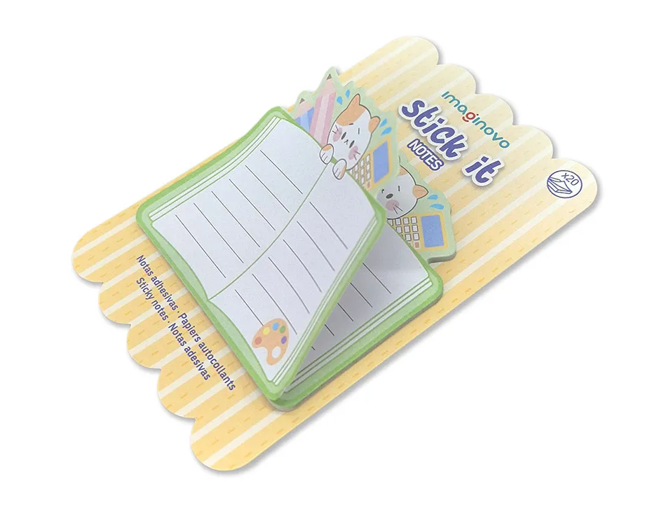 Bloc notes imaginovo adhesifs meow cahier 20 feuilles 70x70 mm