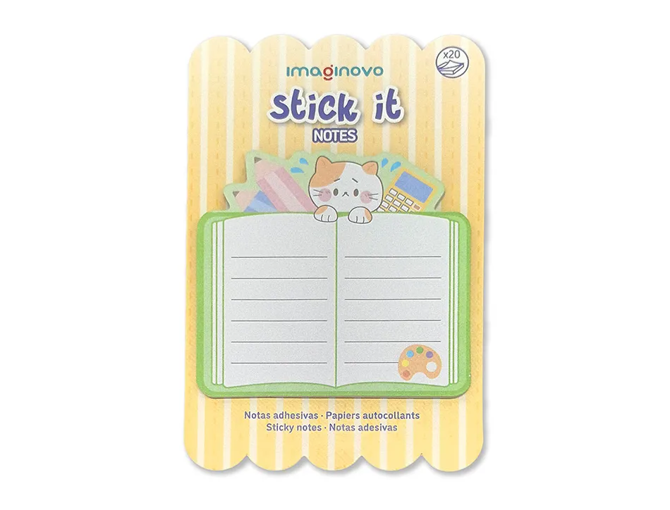 Bloc notes imaginovo adhesifs meow cahier 20 feuilles 70x70 mm
