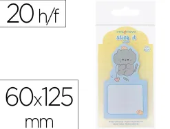 Bloc notes imaginovo adhesifs bunny avec support chat bleu 20 feuilles 60x125 mm