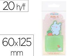 Bloc notes imaginovo adhesifs bunny avec support 20 feuilles coloris vert 60x125 mm