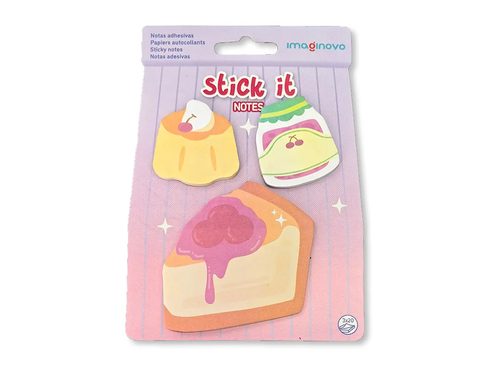 Bloc notes imaginovo adhesifs foodies tarte tailles assorties 20 feuilles