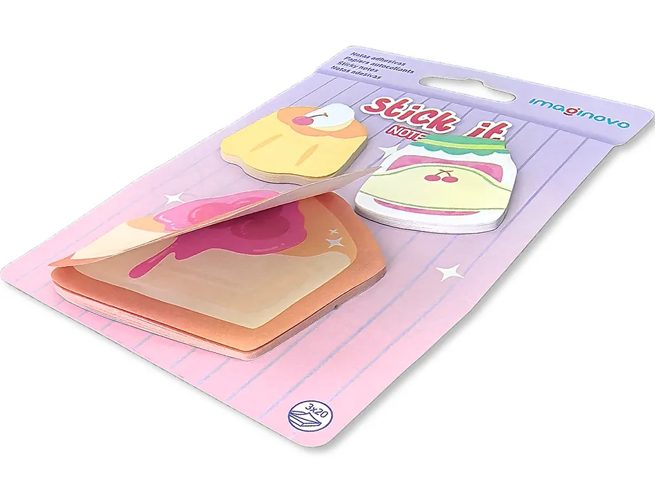 Bloc notes imaginovo adhesifs foodies tarte tailles assorties 20 feuilles