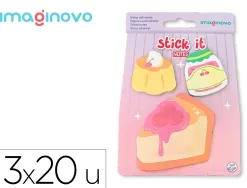 Bloc notes imaginovo adhesifs foodies tarte tailles assorties 20 feuilles