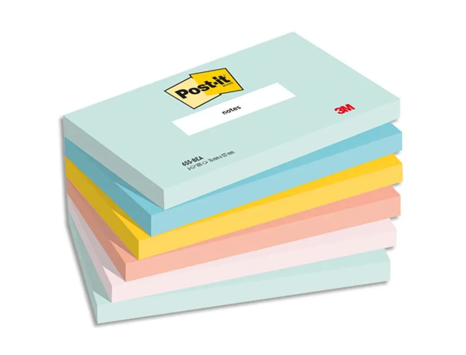 Bloc notes post-it beach sides 76 x 127mm, 6 blocs 100 feuilles