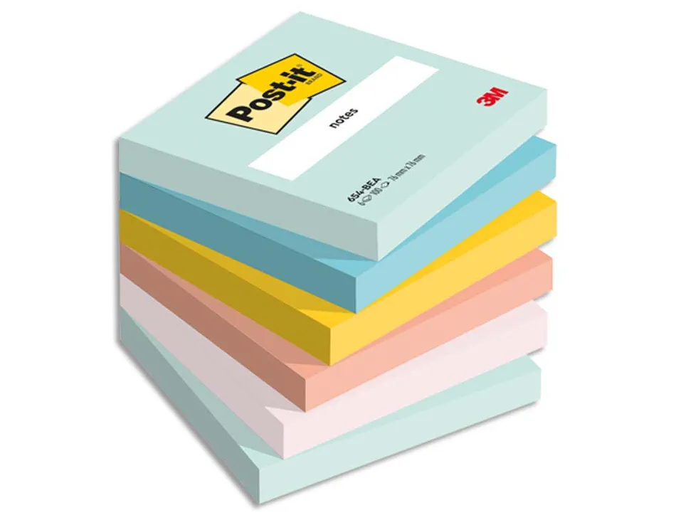 Bloc notes post-it beachside 76 x 76mm 6 blocs 100 feuilles