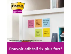 Bloc notes post-it super sticky collection playful 76 x 76mm 6 blocs 90 feuilles