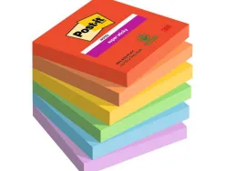 Bloc notes post-it super sticky collection playful 76 x 76mm 6 blocs 90 feuilles
