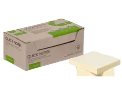Bloc notes q-connect quick notes 38x51mm 100f adhesives repositionables coloris jaune pack 12 unites