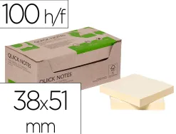 Bloc notes q-connect quick notes 38x51mm 100f adhesives repositionables coloris jaune pack 12 unites