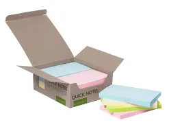 Bloc notes q-connect quick notes 76x127mm 100f adhesives repositionables coloris pastel assortis pack 12 unites