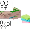 Bloc notes q-connect quick notes 38x51mm 100f adhesives repositionables coloris pastel assortis pack 12 unites
