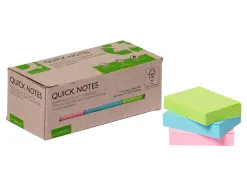 Bloc notes q-connect quick notes 38x51mm 100f adhesives repositionables coloris pastel assortis pack 12 unites