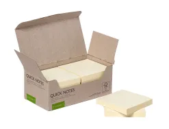 Bloc notes q-connect quick notes 76x76mm 100f adhesives repositionables coloris jaune pack 12 unites