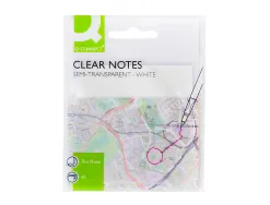 Bloc notes q-connect 76x76mm 50f semi-transparentes adhesives repositionables coloris blanc