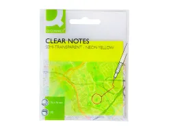 Bloc notes q-connect 76x76mm 50f semi-transparentes adhesives repositionables coloris jaune fluo