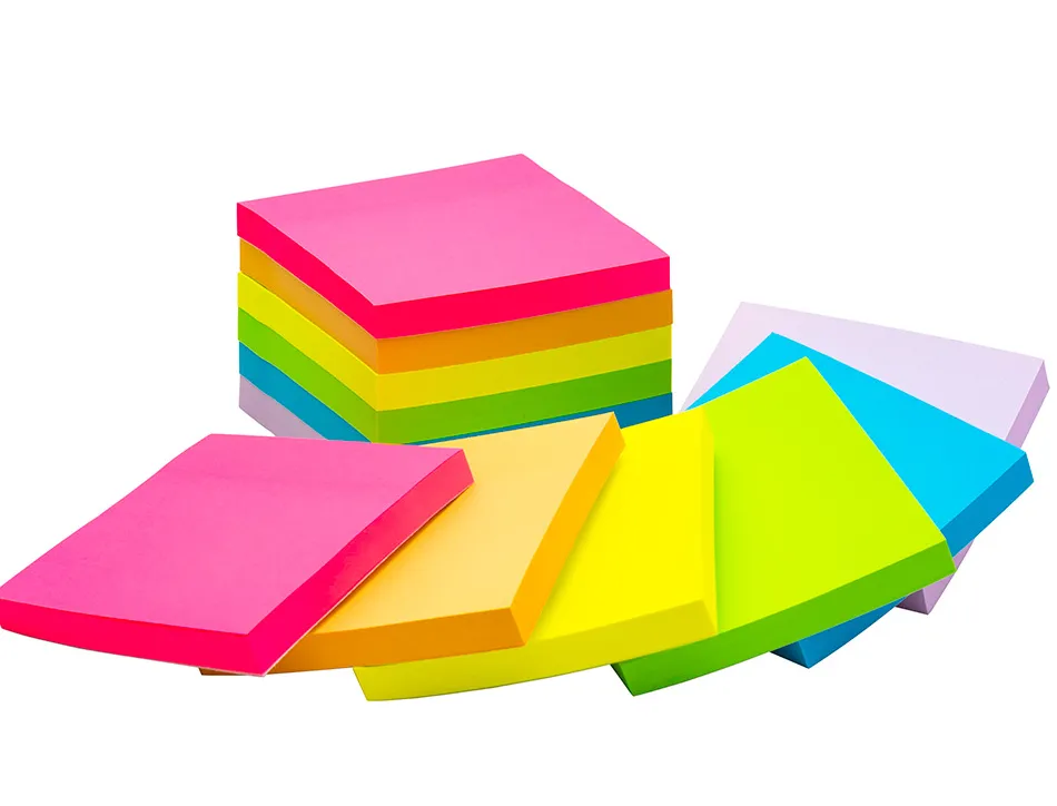 Bloc notes q-connect 76x76mm 100f adhesives repositionables coloris fluo et pastel assortis pack 12 unites