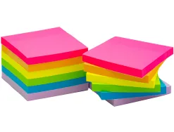 Bloc notes q-connect 76x76mm 100f adhesives repositionables coloris fluo et pastel assortis pack 12 unites